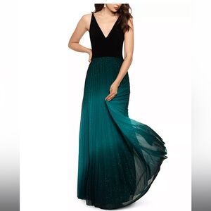 Betsy Adam Ombre Green & Black Sparkle Dress size 14